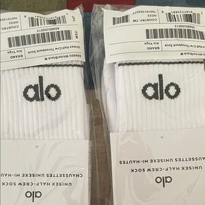 ALO Yoga White and Black Half-Crew Socks
